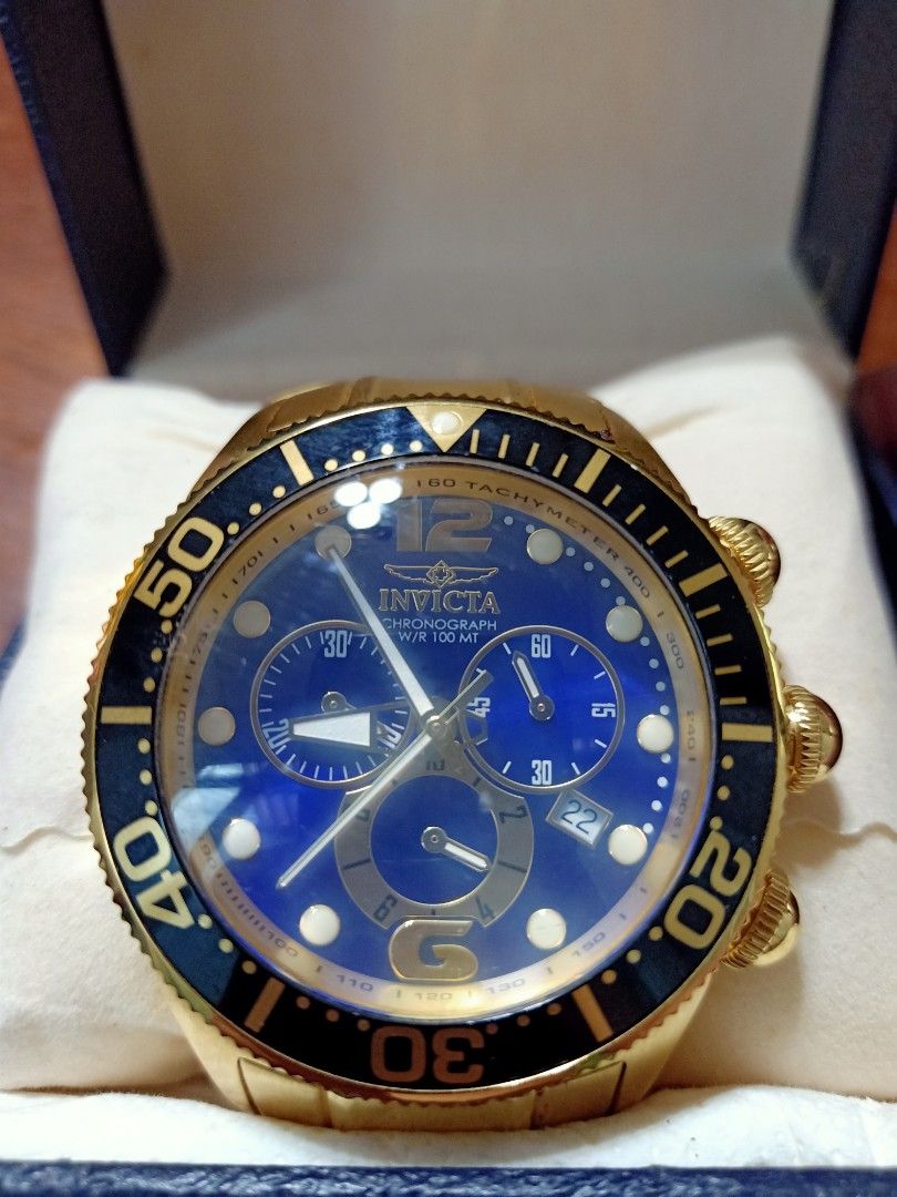 Original invicta chronograph big face watch for men (Category: Men's Watches) located in Binmaley. Submitted by fashionluxury058 (Listing ID 1460607036, Image 2). Description: original invicta chronograph big face watch for men almost new... big face watch color gold.