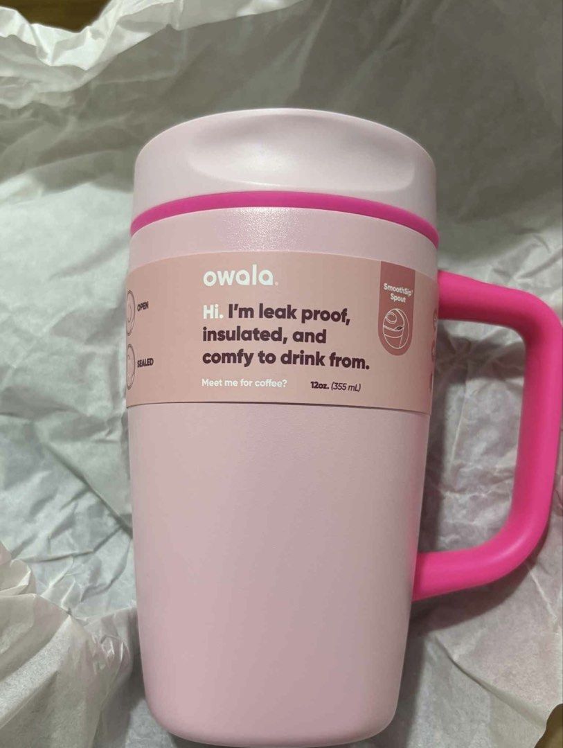 Owala SmoothSip Slider with Handle 12oz Pink (Category: Water Bottles & Tumblers) located in Taguig. Submitted by jjxcart (Listing ID 1460618331, Image 2). Description: Owala SmoothSip Slider Tumbler Mug with handle 12oz (355 mL) capacity Never been used RF: too many tumblers already hence why it’s unused haha MOP: gcash or maribank.