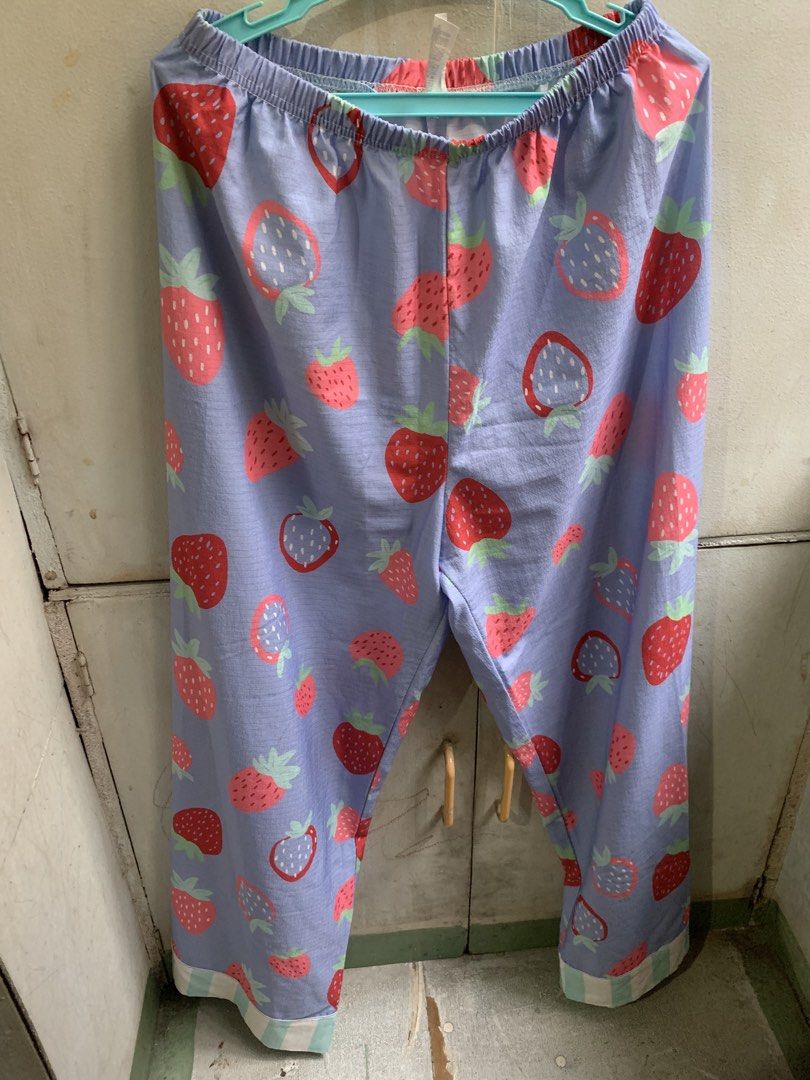 Pajama Set (Category: Undergarments & Loungewear) located in Manila. Submitted by usagichan_rabbit (Listing ID 1460710821, Image 2). Description: - Adorable light blue pajama set - Fun strawberry print - Short-sleeved button-up top - Matching comfortable pants - Soft and breathable fabric - Perfect for lounging or sleeping - Ideal for strawberry lovers! -Size medium.