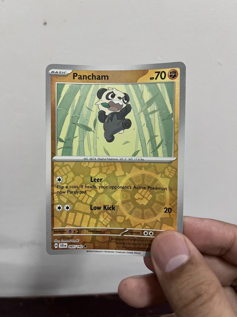 Pancham Pokemon Card 085/142 Basic HP 70 (Category: Raw Singles) located in Pasay City. Submitted by paullimerized (Listing ID 1460708676, Image 1). Description: - Pancham Pokemon Card - Card Number: 085/142 - Type: Basic - HP: 70 - Attacks: Leer, Low Kick - Ideal for Pokemon card collectors.