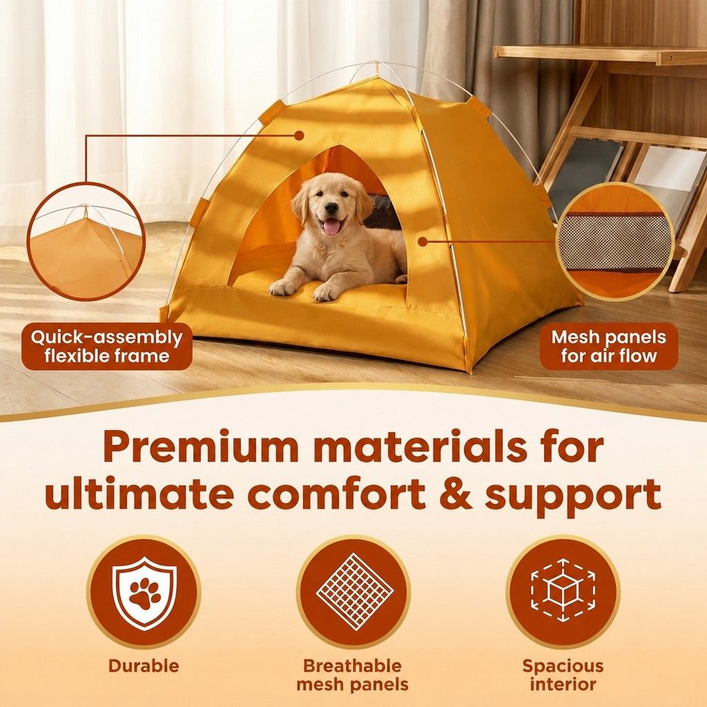Pet Tent - XL (Category: Homes & Other Pet Accessories) located in Manila. Submitted by miyuki.kazuya02 (Listing ID 1460705397, Image 1). Description: Never been used but already removed plastic packaging. Message for actual pics. With discount if bought with other items listed. Size: XL (please see guide pic) - Durable, water-resistant fabric - Breathable mesh panels for airflow - Quick and easy assembly - Removable, machine-washable cushion - K