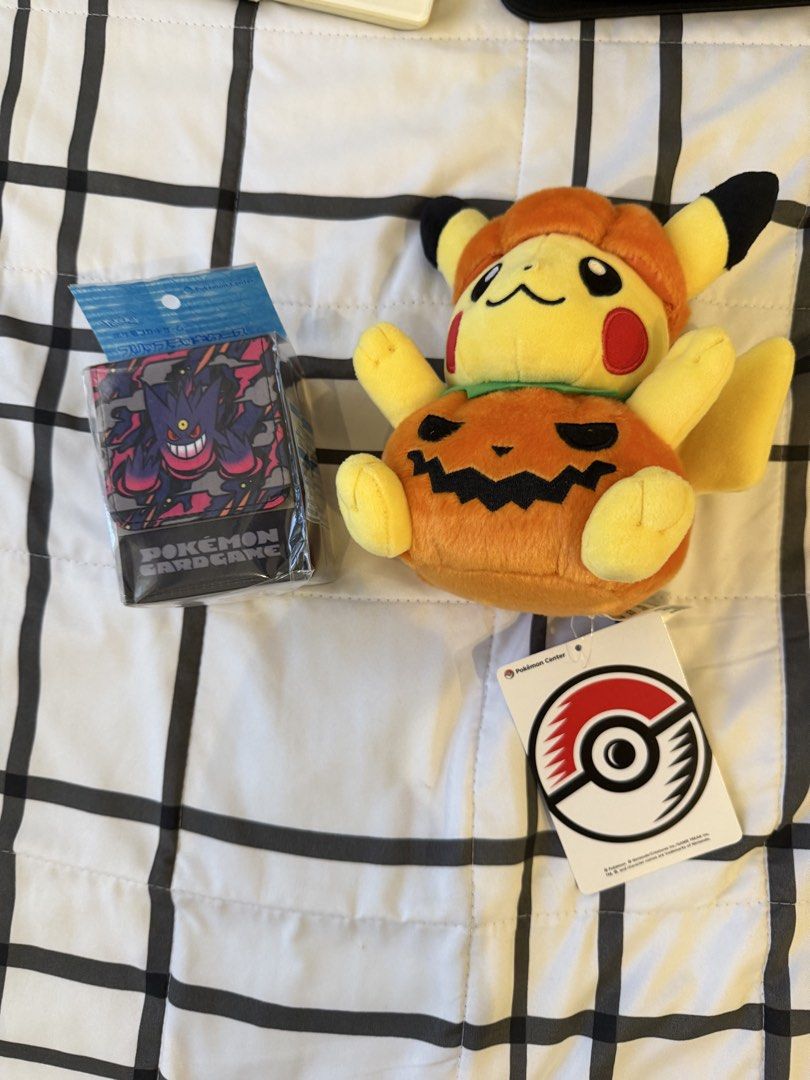 Pokemon Center Items (Category: Plushies & Soft Toys) located in Manila. Submitted by josemarireguyal (Listing ID 1460552045, Image 1). Description: Selling: Mega Gengar Deck box - 800 Pikachu Halloween Plushie - 1000 Location: Holy Spirit Drive, QC Delivery: Grab, Lalamove.