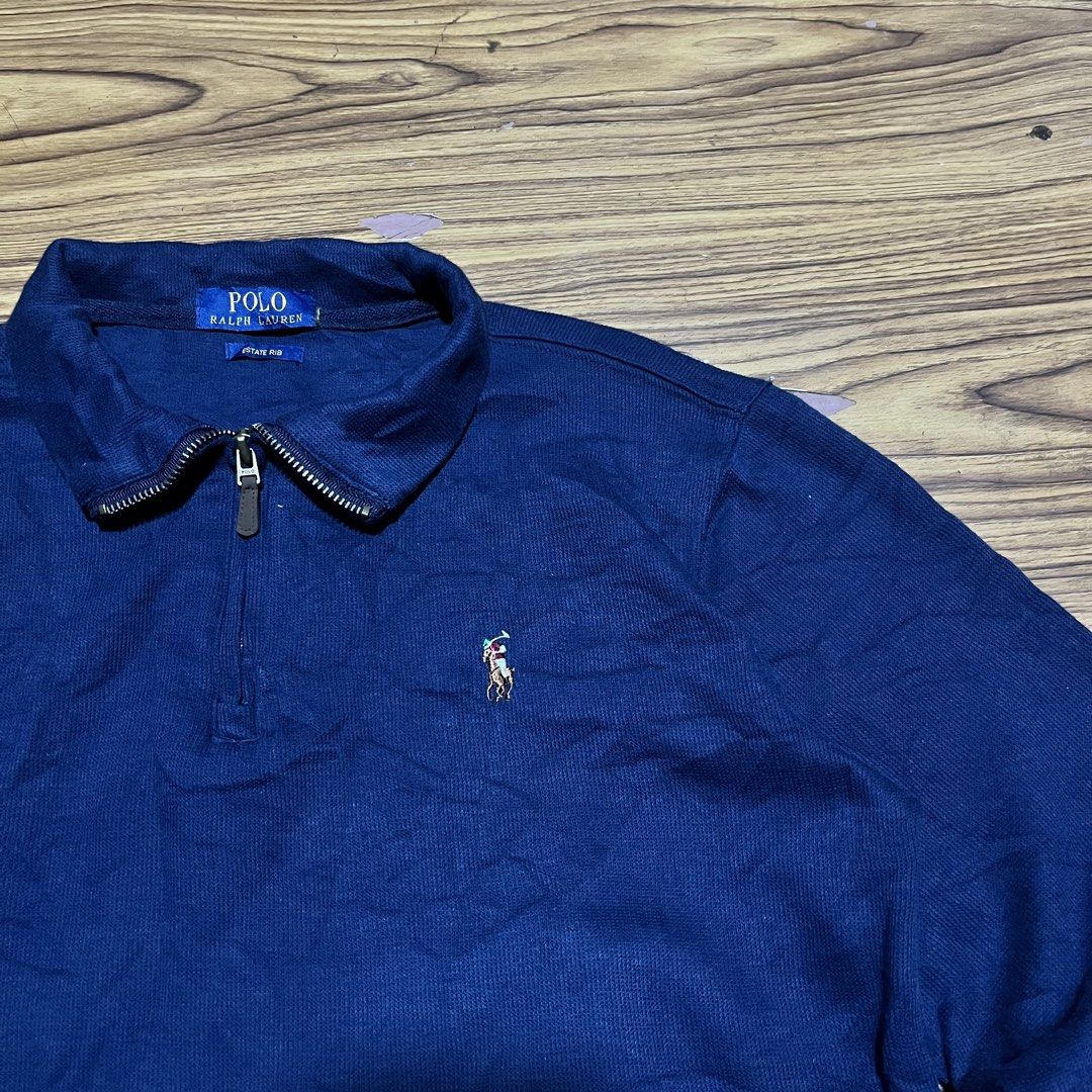 Polo Ralph Lauren quarter-zip Pullover | Blue🏷️ (Category: Tshirts & Polo Shirts ) located in Enrique B. Magalona (Saravia). Submitted by thriftnimics (Listing ID 1460560021, Image 3). Description: WANT TO SELL‼️ Polo Ralph Lauren quarter-zip Pullover | Blue🏷️ Size Medium To Large Waist : 21 Length : 24 Excellent Condition 9.5/10 color rate Issue : cut size sa tag (di yan issue yung black nabasa yan) 📩📩📩.