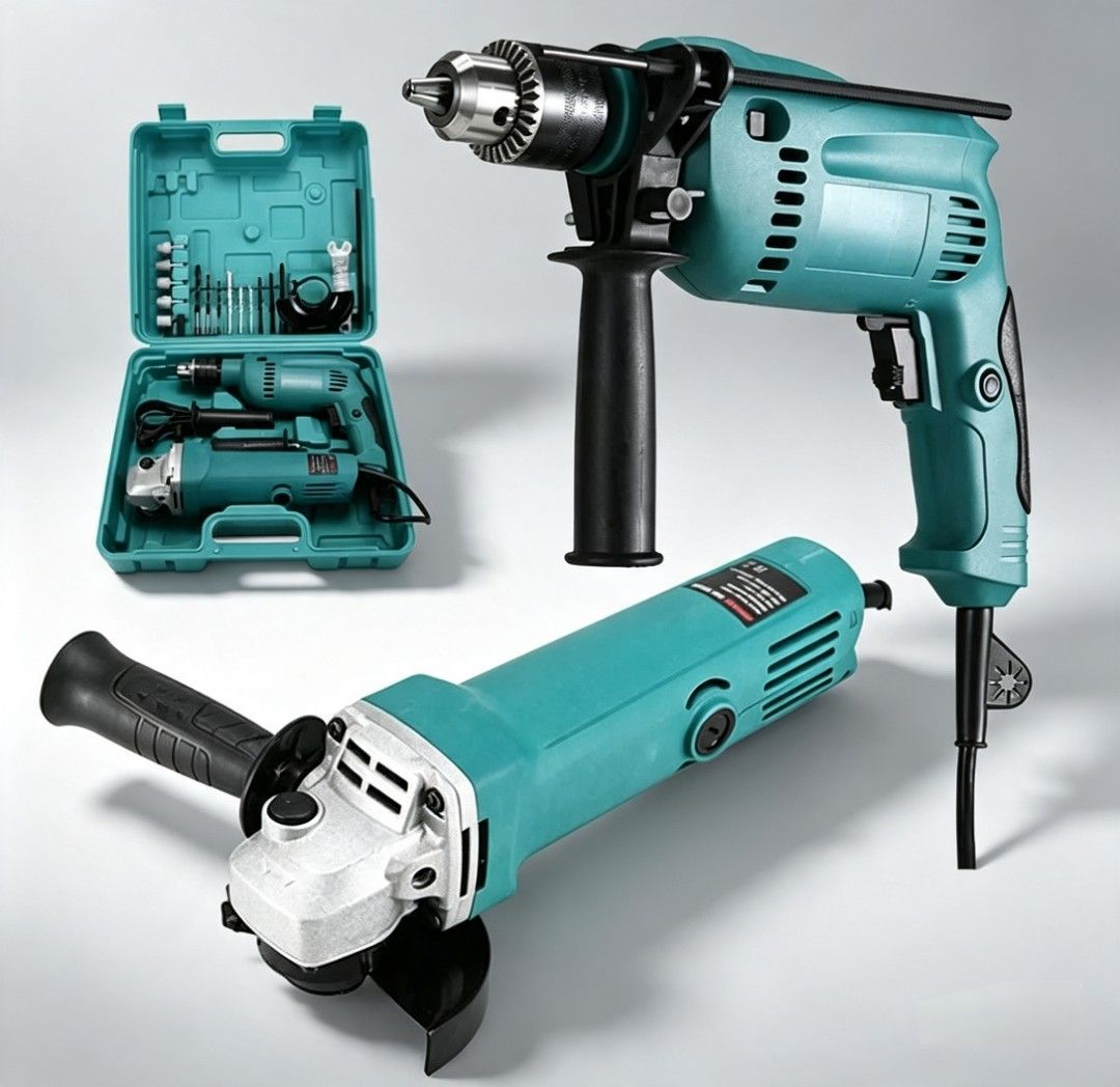 Power Tool Set: Drill and Angle Grinder with Case (Category: Construction Tools & Equipment) located in Manila. Submitted by chaionlineshop (Listing ID 1460519651, Image 1). Description: - Includes drill and angle grinder - Comes with a sturdy carrying case - Various drill bits and accessories included - Ideal for DIY projects and home repairs.