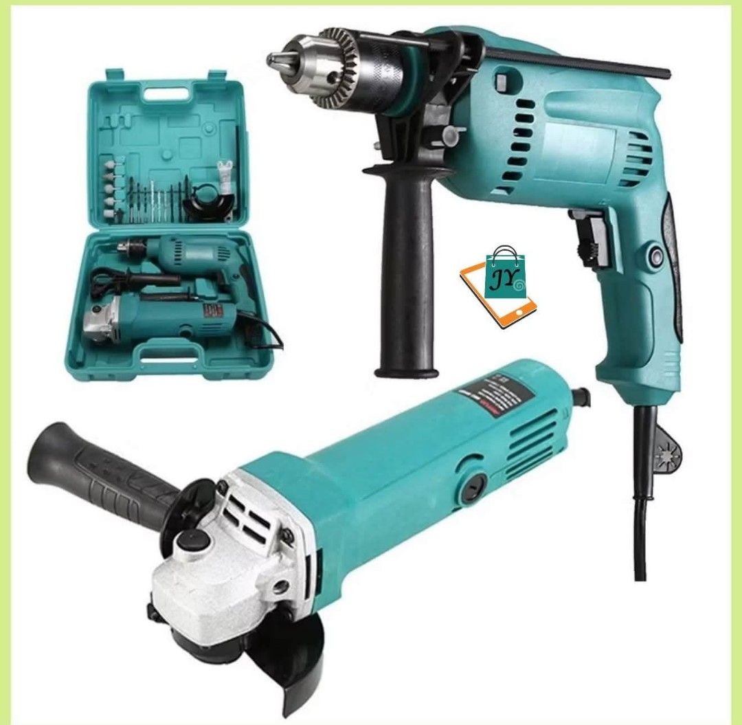 Power Tool Set: Drill and Angle Grinder with Case (Category: Construction Tools & Equipment) located in Manila. Submitted by chaionlineshop (Listing ID 1460519651, Image 3). Description: - Includes drill and angle grinder - Comes with a sturdy carrying case - Various drill bits and accessories included - Ideal for DIY projects and home repairs.