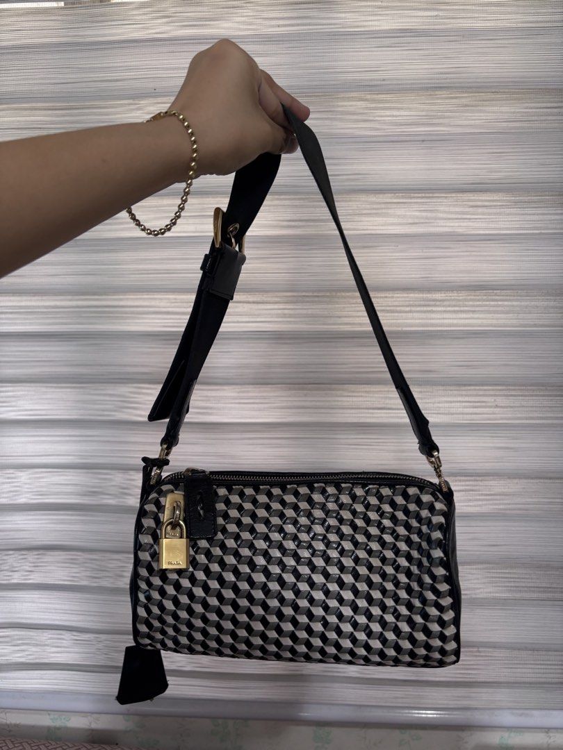 Prada black and white woven leather (Category: Luxury Bags & Wallets) located in Dagupan City. Submitted by raregrail.co (Listing ID 1460626494, Image 2). Description: .