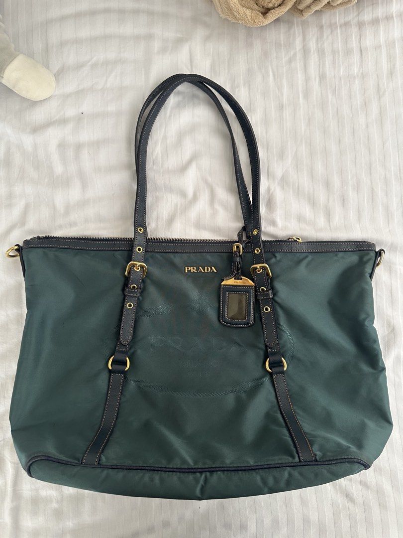 Prada jacquard nylon tote bag BR4253 (Category: Luxury Bags & Wallets) located in Quezon City. Submitted by nancdmd (Listing ID 1460626094, Image 2). Description: Prada nylon jacquard tote BR4253 - spacious everyday bag - 2 way, comes with long strap - Gold hardware - perfect for everyday pang harabas bag Bag is available in my shop at Panay ave, QC.