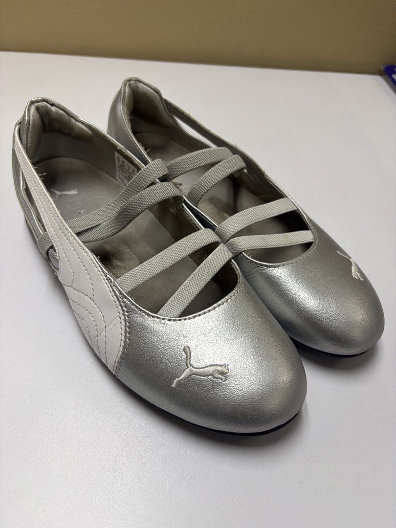 Puma Silver Speedcat Ballerina Flats (Category: Flats & Sandals) located in Manila. Submitted by chichichz (Listing ID 1460620935, Image 1). Description: - Silver Puma Speedcat Ballerina - Features criss-cross elastic straps across the top - White Puma logo on the side and toe - Soles have a good grip pattern - Great for casual wear - Note: Some signs of wear inside the shoe and some creases Got it for 5,300 in Taiwan and rarely used since it’s a