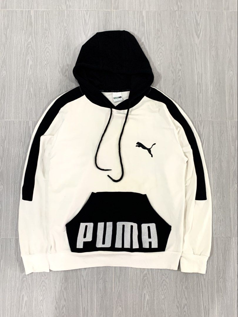 Puma White Black Hoodie (Category: Hoodies) located in La Trinidad. Submitted by gemyi (Listing ID 1460708472, Image 1). Description: black accents are knit cloth white part - smooth cotton no visible flaws, needs wash only.