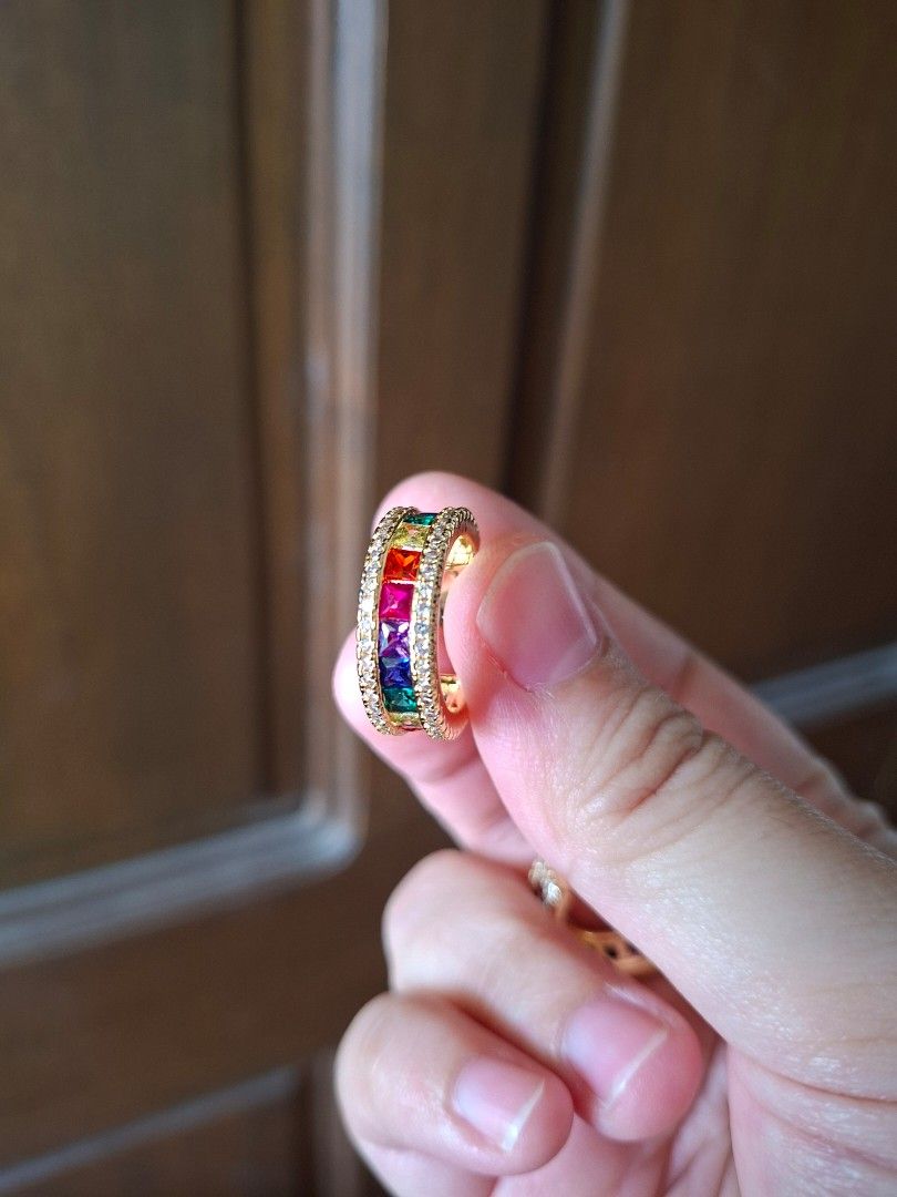 Rainbow Stones Hoop Earrings (Category: Earrings) located in Dasmarinas. Submitted by danabrie22 (Listing ID 1460567214, Image 2). Description: from my personal collection no noticelable flaws, just minimal signs of usage 9.5/10 condition.