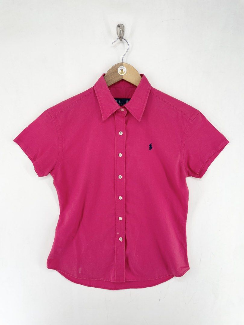 Ralph Lauren Pink Slim Fit Polo (Category: Others Tops) located in Mandaluyong City. Submitted by armrhts (Listing ID 1460618924, Image 1). Description: Size: Large Dimensions(inches) •Width: 18" •Length: 24" •Pit to Cuff: 1.5" Issue: Stains.