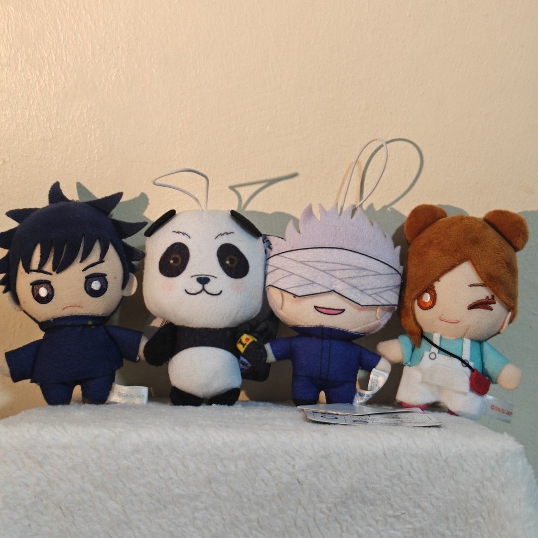 Random JJK plushies & charms (Category: Plushies & Soft Toys) located in Manila. Submitted by lilypotchie (Listing ID 1460514300, Image 2). Description: selling for retail price & bundle price (per item) 1st and 2nd photo - 180 each / 160 each if bundle 3rd photo - 220 each / 200 each if bundle 4th photo (corocot; beaded & has magnet) - 280 each / 250 each if bundle 5th photo - 300 gojo / 180 nobara 6th - 250 7th - 180 each / 150 if bundle mop: g
