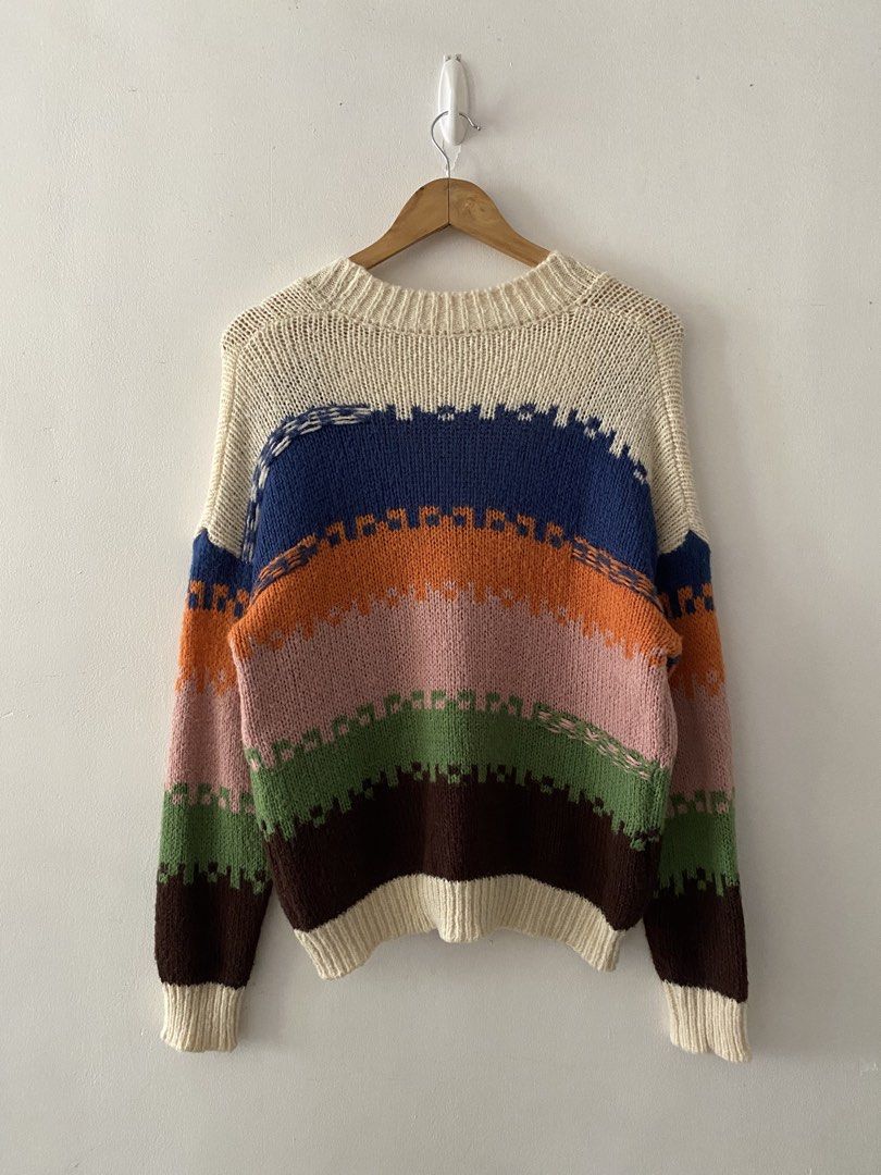 Random Vintage Multicolor Knitted Cardigan (Category: Coats, Jackets and Outerwear) located in Quezon City. Submitted by rlphvncntbs (Listing ID 1460582906, Image 2). Description: Random Vintage Multicolor Knitted Cardigan Size: Fits Boxy Medium Measurements: 22" x 23" Excellent Condition ₱1,500 + SF (Negotiable).