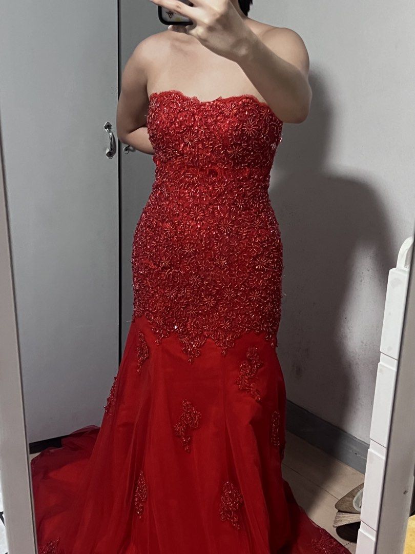 Red Gown (Category: Evening dresses & gowns) located in Marikina City. Submitted by trish.grcia (Listing ID 1460687841, Image 2). Description: • Elegant red gown, perfect for formal events, prom, parties, or special occasions • Good condition • Size: Small • Price: ₱1500.