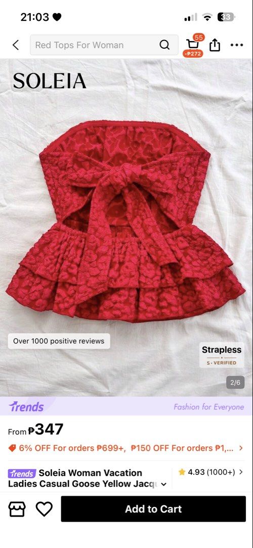 Red Textured Backless Tube Top (Category: Sleeveless) located in Manila. Submitted by jjaness (Listing ID 1460625034, Image 3). Description: used 1 or 2 times only size xs to small.