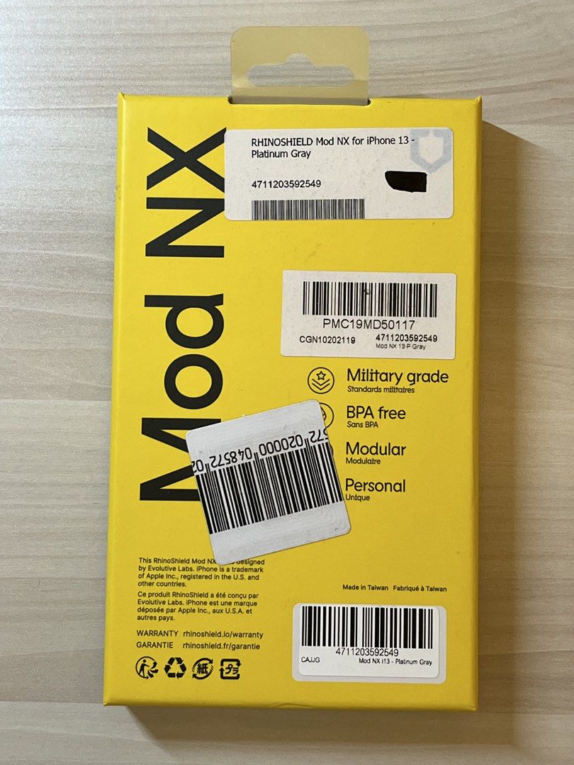Rhinoshield Mod NX Case for iPhone 13/14 (Gray) (Category: Cases & Sleeves) located in San Juan City. Submitted by arcu04 (Listing ID 1460627287, Image 2). Description: Heavily used with alcohol stains on the main backing.
