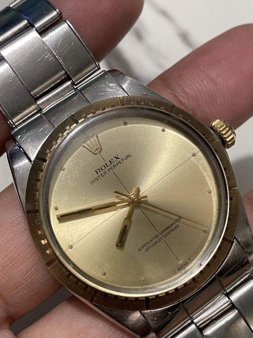 Rolex Oyster Perpetual (Category: Men's Watches) located in Taguig. Submitted by j_watches007 (Listing ID 1460642764, Image 3). Description: Authentic Secondhand ⌚ Vintage Rolex Oyster Perpetual Swiss Made 2254492 1038 Gold Color Dial Gold Bezel Stainless Steel Back Case 34mm Rolex Revited Bracelet “Watch Only” DISCLAIMER: IT’S OLD USED WATCHES EXPECT SOME SCRATCHES, SIGNS OF USED & PLEASE MANAGE YOUR EXPECTATIONS. THANK YOU. .
