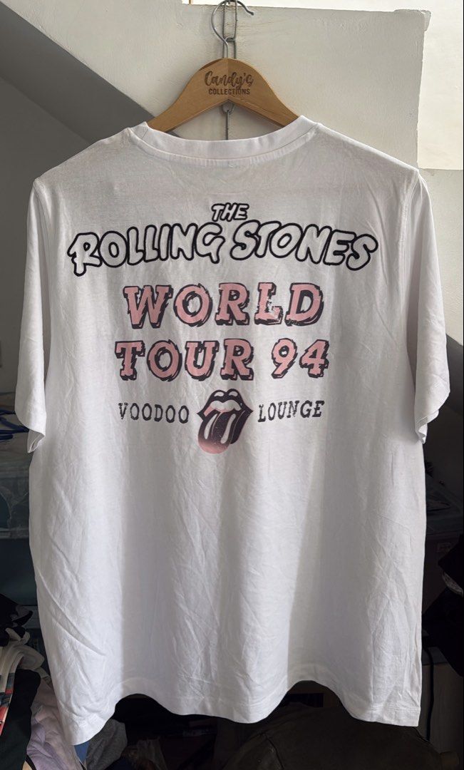 ROLLING ST0NES (Category: Tshirts & Polo Shirts ) located in Cavite. Submitted by handpickedshirts (Listing ID 1460516468, Image 3). Description: New, cut tags. Embroid outline texts Approx L28in W22,23,24in Actual photos .