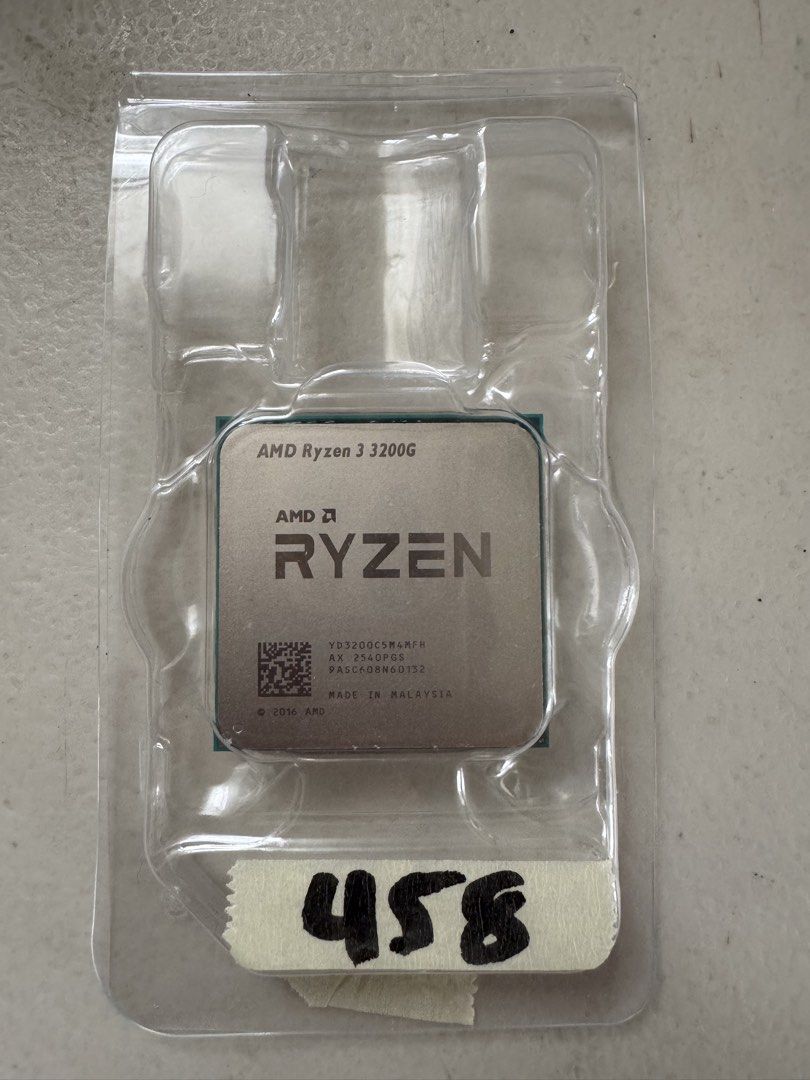 Ryzen 3 3200g tray type (Category: Computer Parts) located in Dagupan City. Submitted by liquidplasma9 (Listing ID 1460548457, Image 1). Description: For Sale: AMD Ryzen 3 3200g tray type Price: 3,700php Can ship thru LBC.