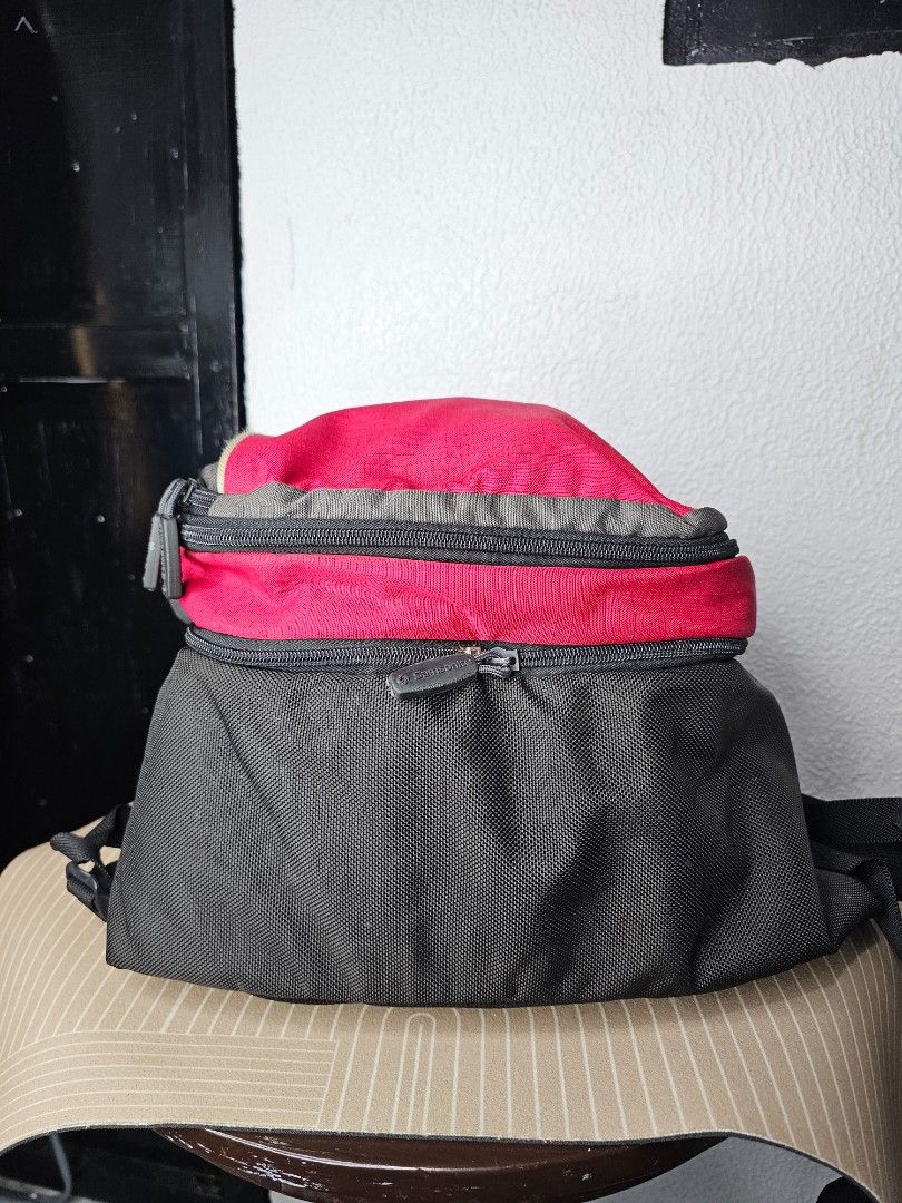 Samsonite multi-functional travel backpack (Category: Backpacks) located in Baguio. Submitted by kayeonlineshop (Listing ID 1460572245, Image 3). Description: Samsonite multi-functional travel backpack configuration featuring a distinct red and textured grey colorway. Key Features: Modular 2-in-1 Design: This model features a detachable lower compartment or matching packing/toiletry cell that integrates into the face or base of the main backpack 