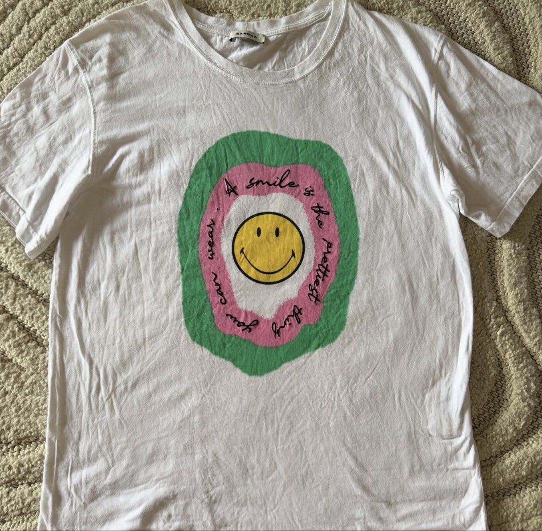 SANDRO SMILEY COLLAB TEE (Category: Blouses) located in Paranaque City. Submitted by brandedlab (Listing ID 1460668061, Image 2). Description: .