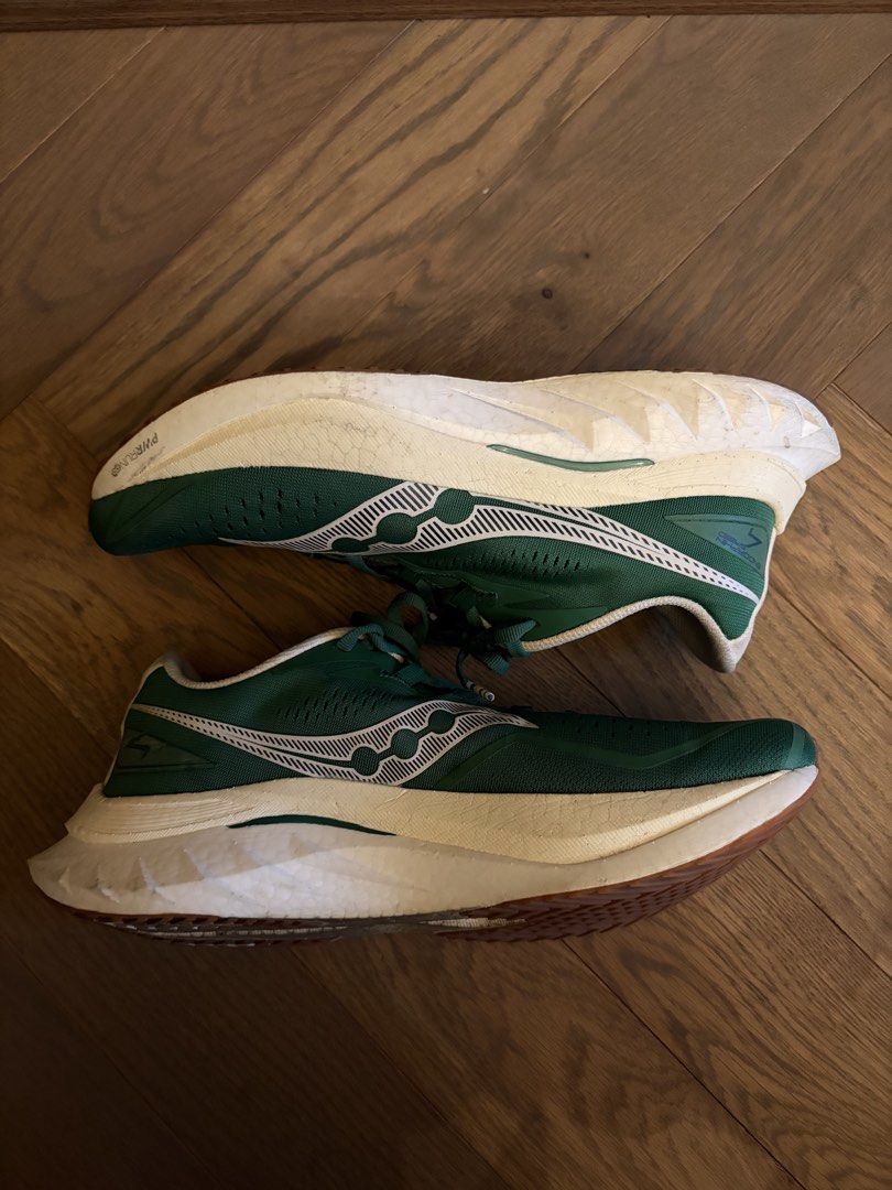 Saucony Endorphin Speed 4 (Category: Sneakers) located in Quezon City. Submitted by lamori (Listing ID 1460609914, Image 3). Description: Saucony Endorphin Speed 4 - US size 9.5 - Bought in Hong Kong last August 2025 - Used around 50km, mostly on treadmill - Has scratches on one side from treadmill - RFS: decluttering - no box.