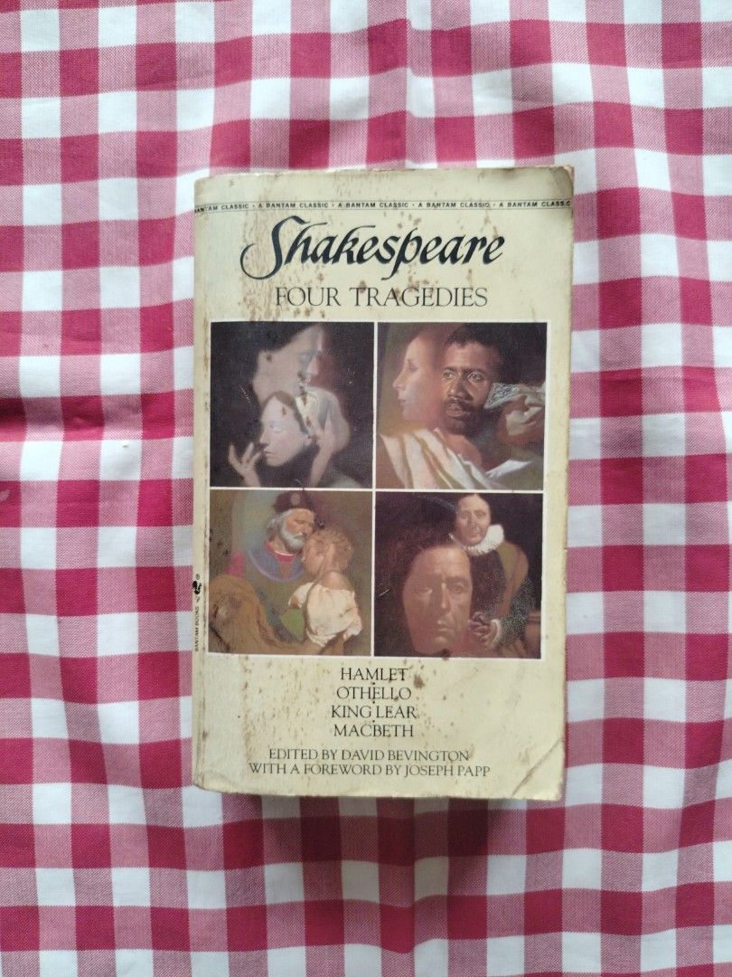 Shakespeare Four Tragedies (Category: Storybooks) located in Mandaue City. Submitted by ohmygaragecebu (Listing ID 1460526749, Image 1). Description: - Collection of Shakespeare's four major tragedies: Hamlet, Othello, King Lear, and Macbeth. - Paperback - Published by Bantam Classic.