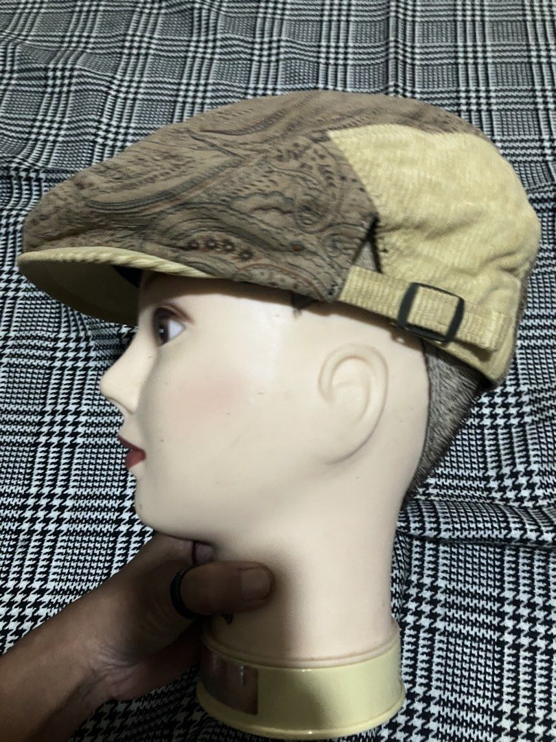 Shanit paisley flat cap (Category: Caps & Hats) located in Angeles City. Submitted by jnwsurplus (Listing ID 1460663115, Image 2). Description: brown paisley flat cap featuring contrasting tan corduroy side panels and an adjustable buckle strap. One size.