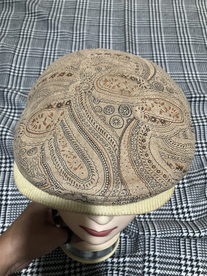Shanit paisley flat cap (Category: Caps & Hats) located in Angeles City. Submitted by jnwsurplus (Listing ID 1460663115, Image 3). Description: brown paisley flat cap featuring contrasting tan corduroy side panels and an adjustable buckle strap. One size.