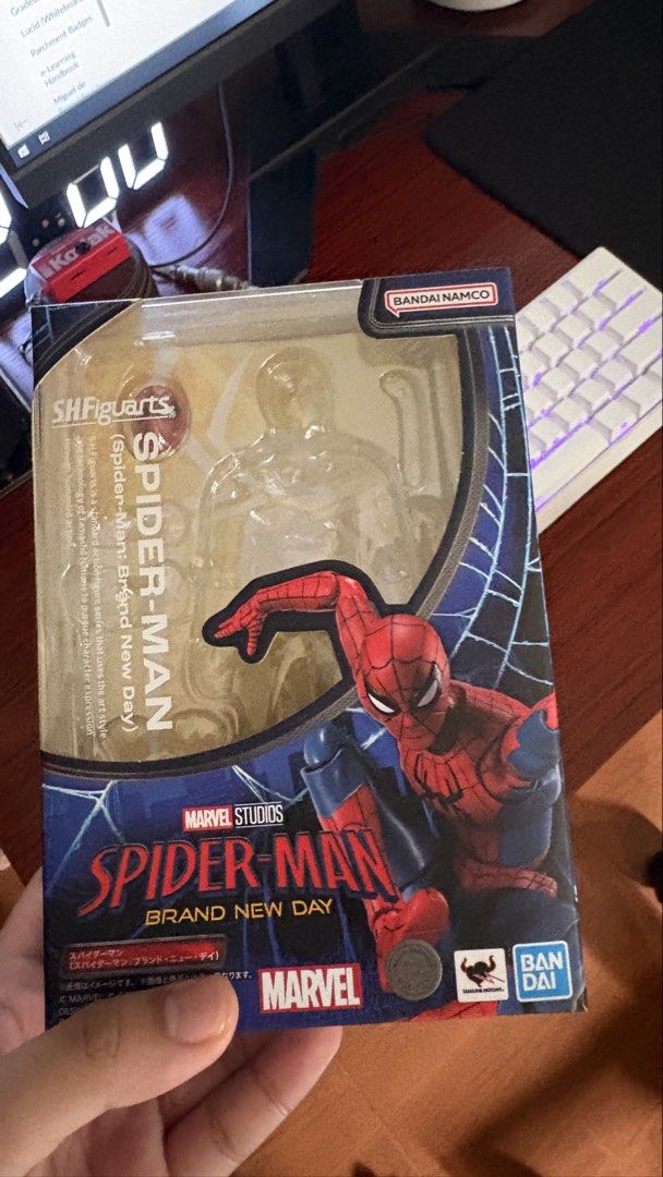 SHF Spider Man Brand New Day (Category: Figurines & Statues) located in Manila. Submitted by crisplicious (Listing ID 1460525878, Image 1). Description: BIB - Good Condition Issues - May small dent lang sa ab area & missing one medium web accessory Comes with a fahrul custom head (v68). Kaso SHF final swing suit siya, so may slight color difference. Price: 4,800 - negotiable naman (Willing to trade, preferably any line na hindi Spiderman) Locatio