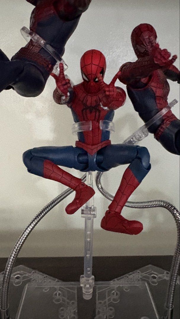 SHF Spider Man Brand New Day (Category: Figurines & Statues) located in Manila. Submitted by crisplicious (Listing ID 1460525878, Image 2). Description: BIB - Good Condition Issues - May small dent lang sa ab area & missing one medium web accessory Comes with a fahrul custom head (v68). Kaso SHF final swing suit siya, so may slight color difference. Price: 4,800 - negotiable naman (Willing to trade, preferably any line na hindi Spiderman) Locatio