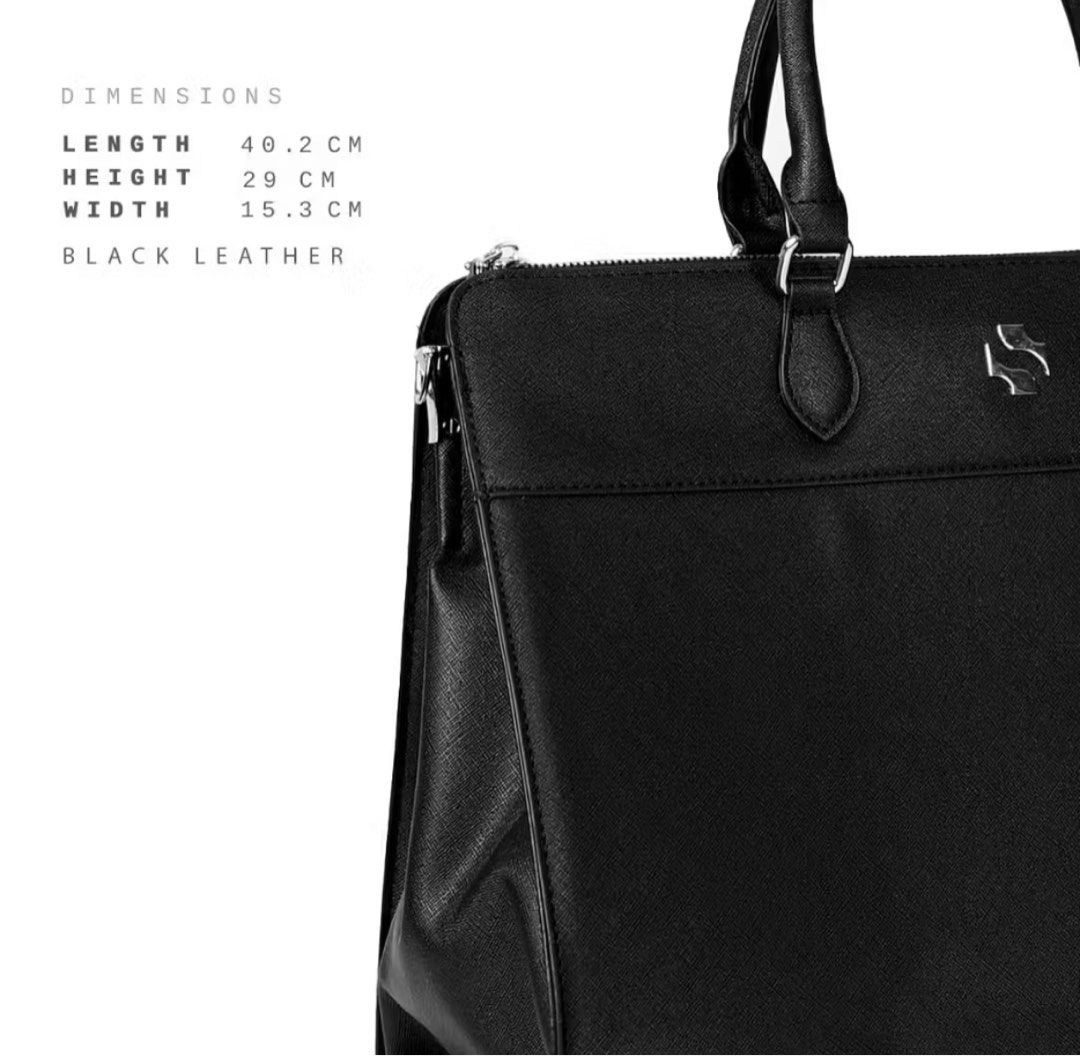 SHIGETSU Black Leather Laptop Bag Briefcase (Category: Briefcases) located in Caloocan City. Submitted by twinkle.shopph (Listing ID 1460647568, Image 2). Description: - SHIGETSU Laptop Bag - Color: Black Leather - Spacious interior for laptop, notebooks, and essentials - Dimensions: 40.2 cm (Length) x 29 cm (Height) x 15.3 cm (Width) - Detachable shoulder strap included - Sleek design, perfect for work or travel Issue: Natanggal shoulder strap S