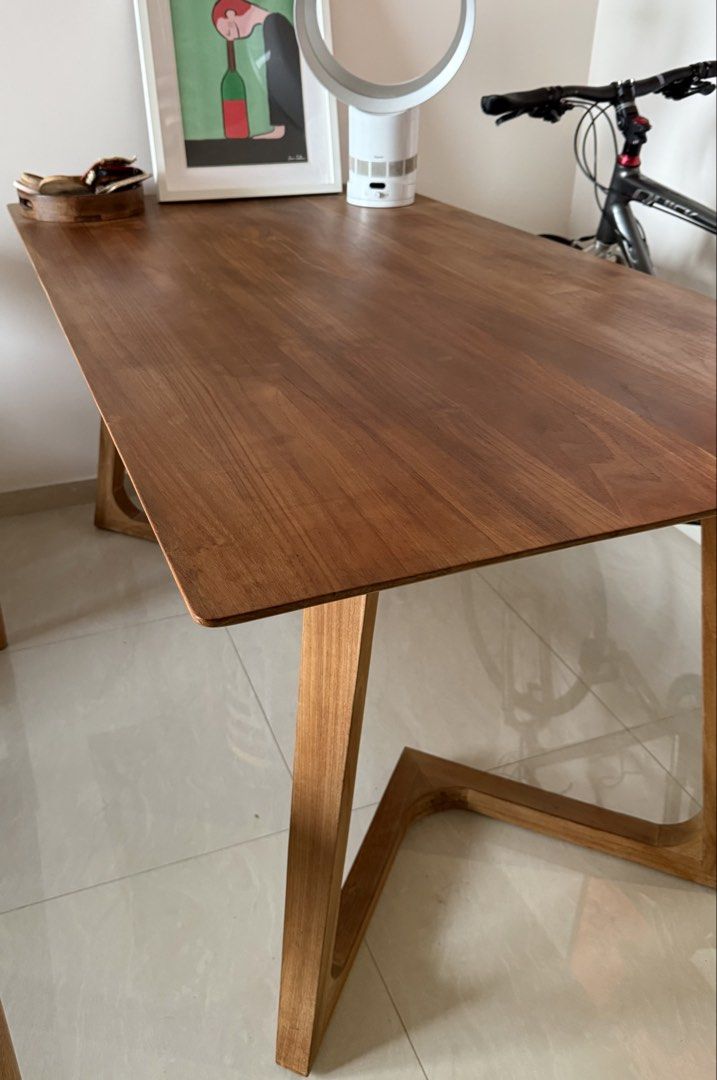 Solid Teak Dining Table (Category: Tables & Sets) located in Singapore. Submitted by ryho__ (Listing ID 1460617517, Image 1). Description: - 160L x 90W x 78H (cm) - From Soul & Tables, solid teak - Sturdy, well maintained - No defects - Recently oiled - Self-pick up only .