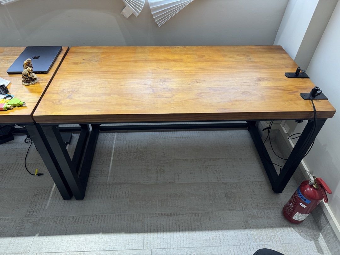 Solid Wood Study Table/ Dining table (Category: Tables & Sets) located in Singapore. Submitted by blobbyh (Listing ID 1460601086, Image 1). Description: 150cm long, 80cm deep i’ve been using it as my work table for less than a year, however i’m moving out, and i hope this lovely piece can find a new home. extremely stable and spacious for a work from home set up. i’d imagine this works well as a dining table as well. please arrange your own trans