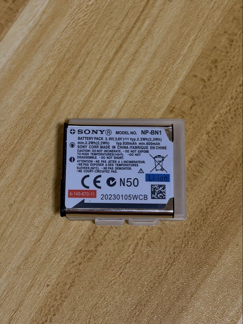 Sony NP-BN1 Lithium Ion Battery (Category: Batteries & Chargers) located in Tarlac. Submitted by eliiiiicutie (Listing ID 1460638787, Image 3). Description: - Genuine Sony NP-BN1 Battery - 3.6V (3.6Wh) Lithium-ion - 600mAh Capacity - Please verify compatibility with your camera model before purchase - Battery only, no accessories included.