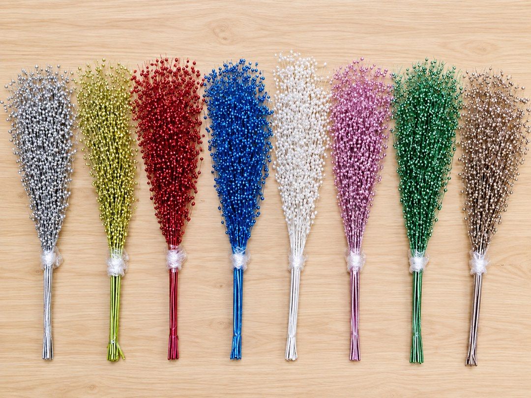 Sparkly Artificial Flowers for Decoration - Various Colors (Category: Artificial Plants & Flowers) located in Manila. Submitted by mecagani (Listing ID 1460527526, Image 2). Description: - Sparkly artificial flowers - Available colors: Gold, Green, Pink, Silver, Blue, White, Red, Brown - Ideal for: Crafts, Bouquets, Home Decor - Features: Small bow on each stem - Condition: Like new, never used - Feel free to ask questions!.