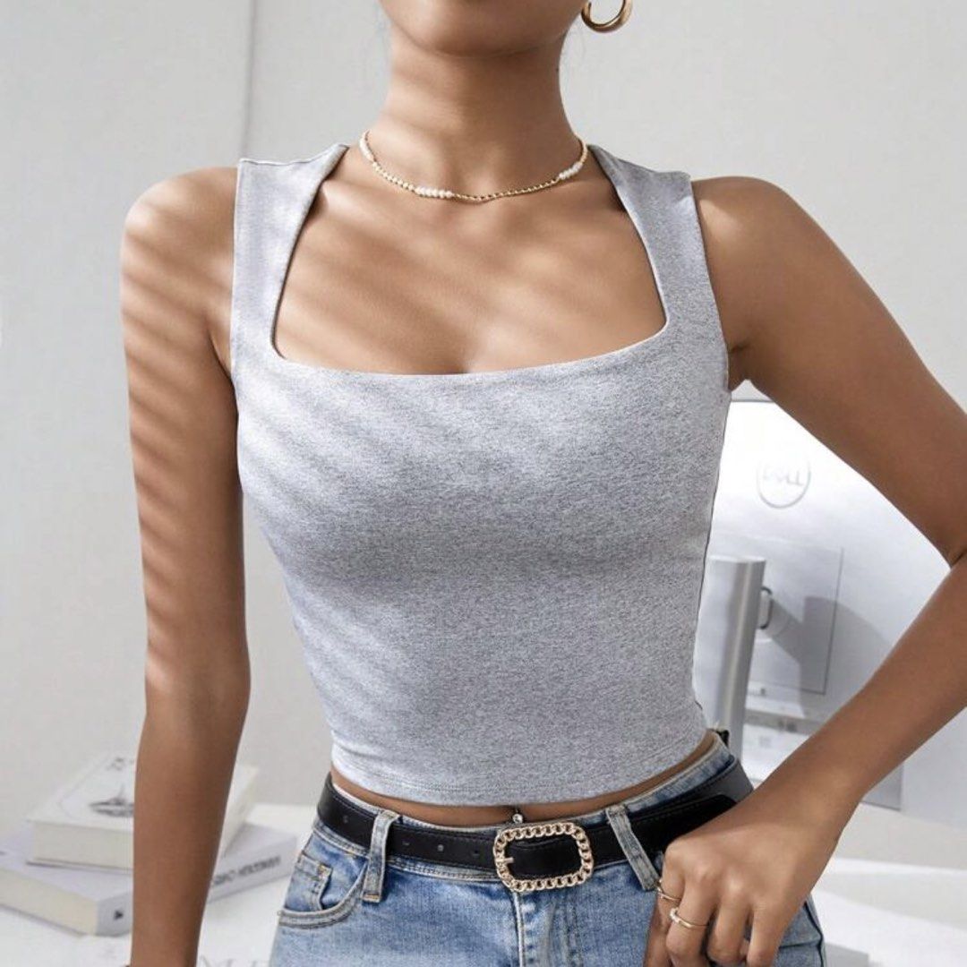 Square Neck Tank Top in Light Gray (Category: Sleeveless) located in Paranaque City. Submitted by slowsundays.club (Listing ID 1460680765, Image 3). Description: .