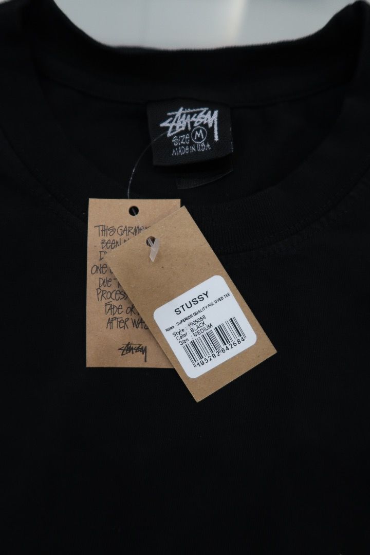 Stüssy Superior Quality Tee (Category: Tshirts & Polo Shirts ) located in Zamboanga. Submitted by cobiray (Listing ID 1460600248, Image 3). Description: Brand new Black Stussy T-shirt, Size M. Features iconic Stussy logo with 'Superior Quality' text. Made in USA. Still has original tags. Perfect for streetwear. Stüssy Superior Quality Tee Authentic and brandnew from 🇺🇸 Color: Black Size: M — 21” × 28” Price: ₱4,800 .