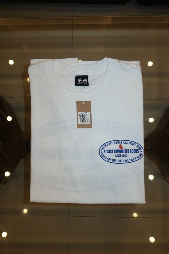 Stussy Authorized Tee (Category: Tshirts & Polo Shirts ) located in Zamboanga. Submitted by cobiray (Listing ID 1460597690, Image 1). Description: Authentic Stussy white t-shirt with 'Authorized Goods' graphic and 'Made for the long haul since 1980' print. Brand new with tags. Perfect for everyday style. Stüssy Authorized Tee Authentic and Brandnew from 🇺🇸 Color: White Size: M — 21” × 29” Price: ₱4,800.