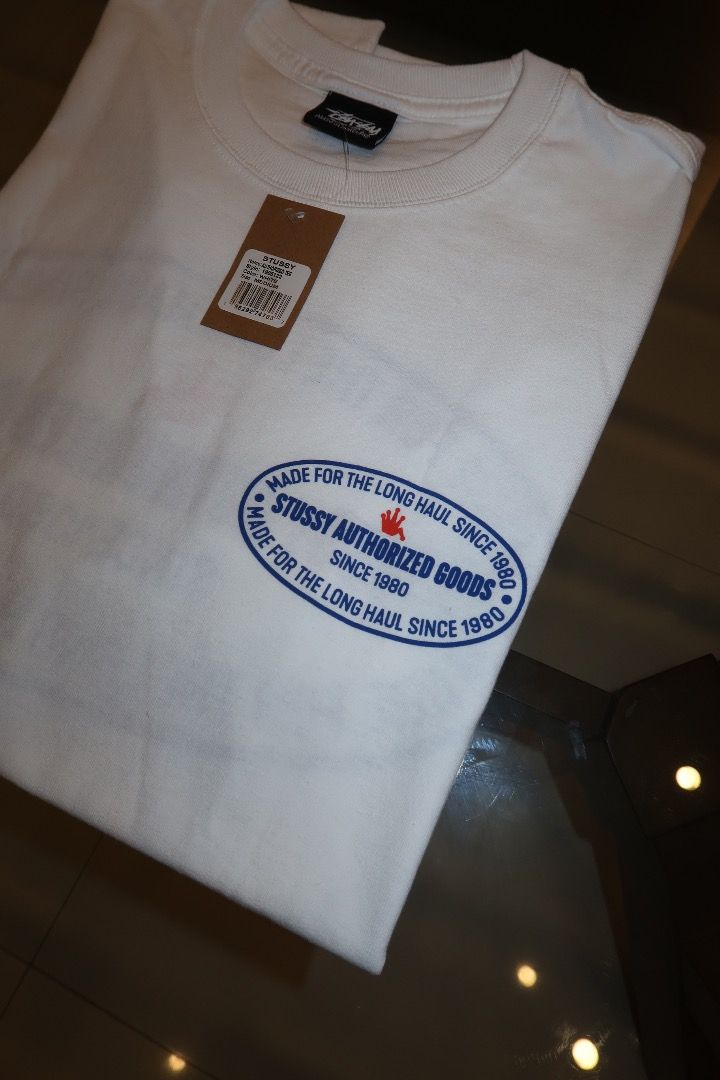 Stussy Authorized Tee (Category: Tshirts & Polo Shirts ) located in Zamboanga. Submitted by cobiray (Listing ID 1460597690, Image 2). Description: Authentic Stussy white t-shirt with 'Authorized Goods' graphic and 'Made for the long haul since 1980' print. Brand new with tags. Perfect for everyday style. Stüssy Authorized Tee Authentic and Brandnew from 🇺🇸 Color: White Size: M — 21” × 29” Price: ₱4,800.