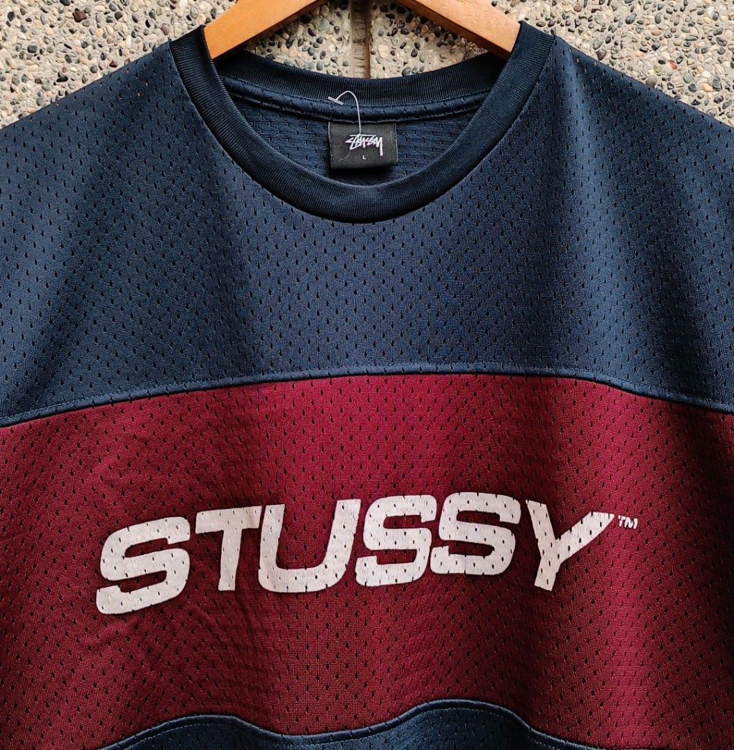 Stussy Jersey tee (Category: Activewear) located in Davao. Submitted by st333tcartel (Listing ID 1460544628, Image 2). Description: Large Length 31 Width 23.5 Issue:Slight cracks at print slight loose stitch at sleeve check last pics..