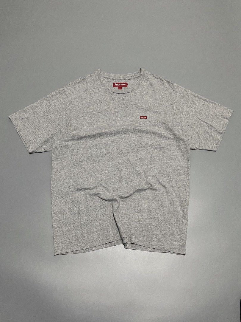 Supreme Grey Small Box Logo T-Shirt (Category: Tshirts & Polo Shirts ) located in Mandaue City. Submitted by dfindss. (Listing ID 1460688947, Image 1). Description: - Grey Supreme T-shirt - Features a small red box logo on the chest - Crew neck, short sleeves - Made in Portugal - 100% Cotton - Essential streetwear staple SIZE SMALL ON TAG BUT BEST FIT SA LARGE AMERICAN SIZE.