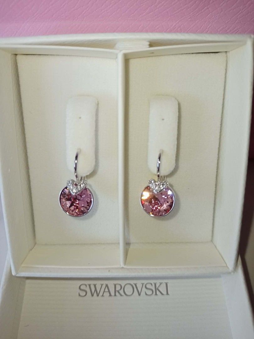 Swarovski Pink Crystal Drop Earrings (Category: Luxury Accessories) located in Mandaluyong City. Submitted by noel_30 (Listing ID 1460588254, Image 2). Description: With Aunthentication card Free cleaning at any swarovski branch just bring the Authentication card Non-Tarnish W/ Box, Pink Paper Bag and Ribbon Article no.: 5734235 Collection: Bella Size: 1.9 x 1 cm Material: Crystals, Rhodium plated Color: Pink Weight (individual piece): 1.7 g.