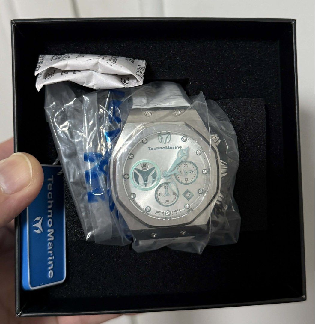 TechnoMarine Watch Silver Chronograph (Category: Luxury Watches) located in Quezon City. Submitted by fsjehu7y (Listing ID 1460685620, Image 1). Description: - Brand new TechnoMarine watch - Silver dial with chronograph functions - Water resistant up to 200 meters - Includes original box and tags - Still in protective plastic, never worn.