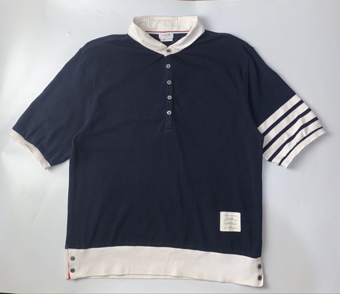 Thom Browne Polo shirt (Category: Formal Shirts) located in Ivisan. Submitted by trashtotreasuree (Listing ID 1460669041, Image 1). Description: 21x26 Excellent condition 9/10 color rate Issue see last 2 pic.