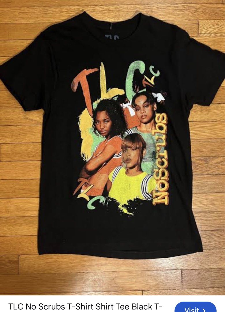 TLC no scrubs rap tee style (Category: Tshirts & Polo Shirts ) located in Manila. Submitted by paulovenegaskalakal2020 (Listing ID 1460514566, Image 2). Description: For sale! Kalakal TLC n*scrubs rap tee style Official merch T-boz -Tionne Watkins Left eye -Lisa Lopez Chili -Rozonda Thomas Famous 1990's R&B group! Medium to Large- 21 width x 28.5 length inches Fade print tag Sign of usage Good MINE 1,180 +sf.