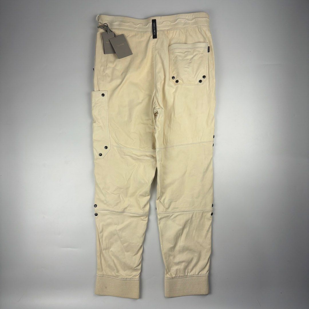 Tom Ford Leather Biker Jogger Pants (Category: Luxury Apparel) located in Bacolod City. Submitted by cast.archives (Listing ID 1460655454, Image 2). Description: Tom Ford Leather Biker Jogger Pants Authentic Inclusions: Hangtag, Garment bag, Hanger Tagged size: 40 Condition: Excellent Flaw: Normal sign of used Measurements: Waist: 30” - 34” Length: 38” Inseam: 26” Rise: 13”.