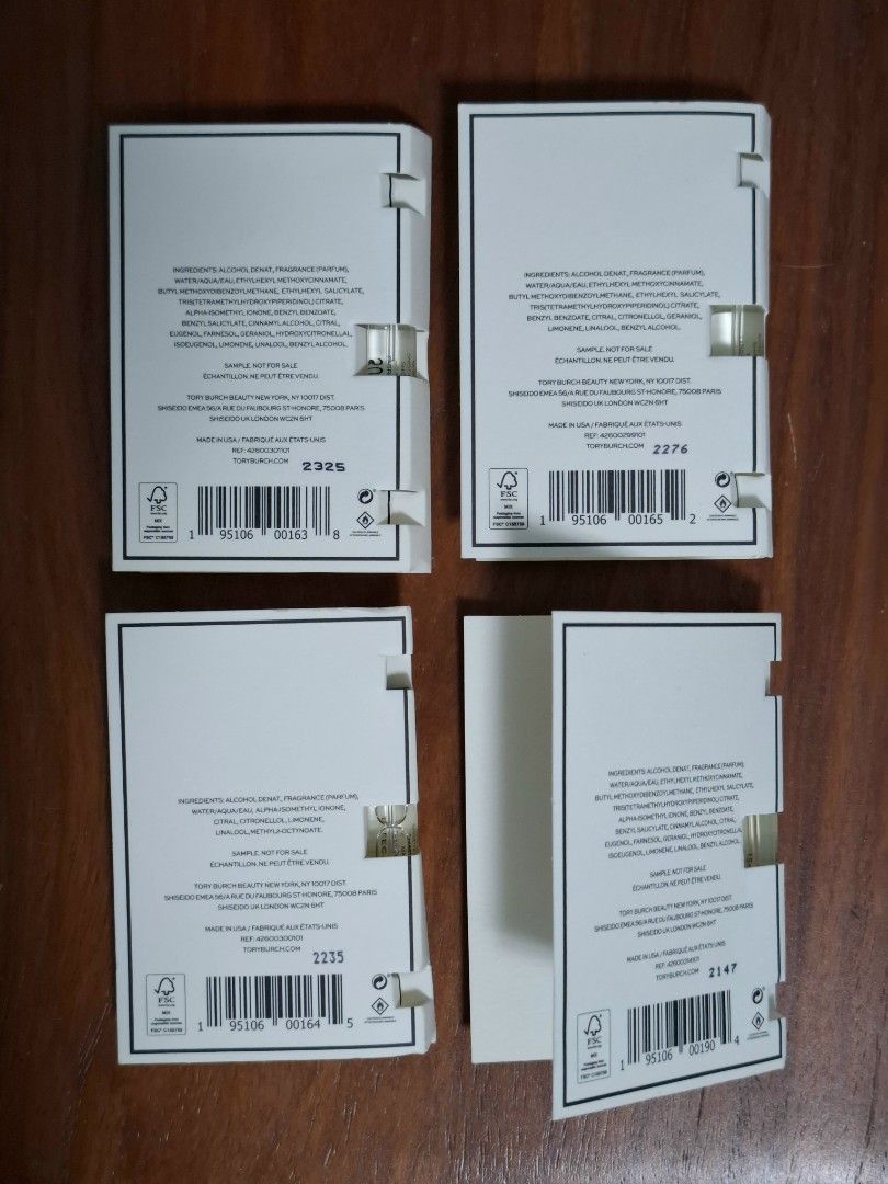 Tory Burch Eau de Parfum Sample Set (Category: Fragrance & Deodorants) located in Quezon City. Submitted by ejo23 (Listing ID 1460687120, Image 3). Description: Set of 4 Tory Burch perfume samples Variants: -Sublime Rose -Mystic Geranium -Electric Sky -Divine Moon Each original sample is 1.5ml. Feel free to message!.