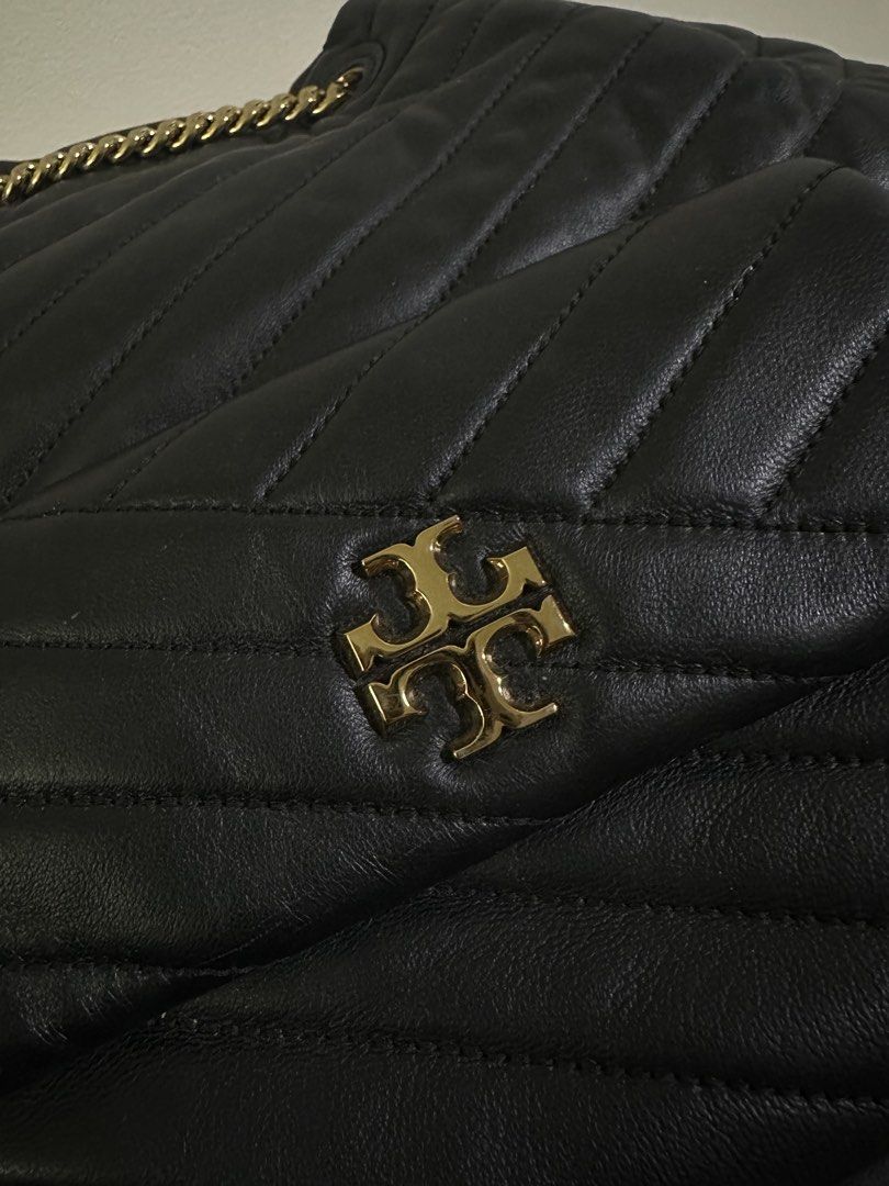 Tory Burch Kira Chevron Drawstring Backpack (Category: Luxury Bags & Wallets) located in Manila. Submitted by loweese_ (Listing ID 1460686609, Image 3). Description: Preloved, well-maintained, minimal signs of use. No major scratches, stains, or damage. Gold hardware intact..