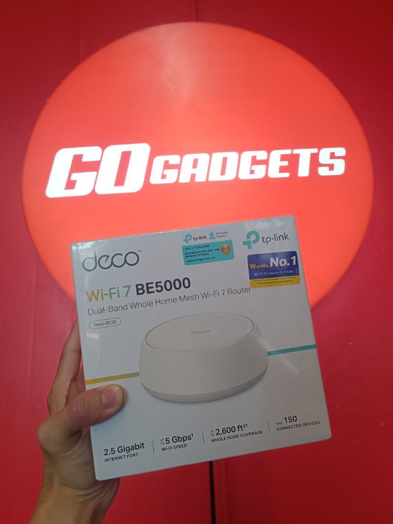 TP-Link Deco BE25 BE5000 Wi-Fi 7 Mesh Router (Category: Networking) located in Caloocan City. Submitted by kentsalvador31 (Listing ID 1460684761, Image 1). Description: TP-Link Deco BE25 BE5000 WiFi 7 Dual Band Whole Home Mesh Router 1PACK: ₱6,769.00 Go Gadgets - Kawit Cavite 💬 Message us now for full specs & recommendations! 🌐 Suitable for: ✅ Home WiFi upgrade ✅ Whole-home WiFi coverage ✅ Condo / apartment WiFi ✅ Office WiFi setup ✅ Business W
